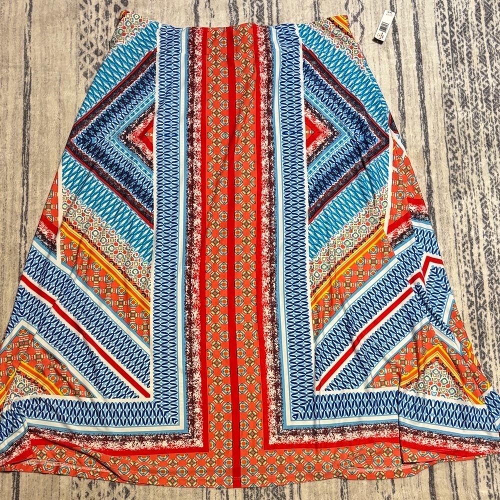 New Direction Colorful Geometric Patterned Skirt Size 2X